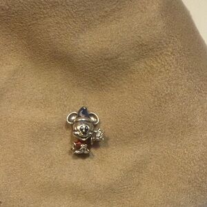 Pandora Silver Mickey Wizard Charm with Blue Hat and Red Bow